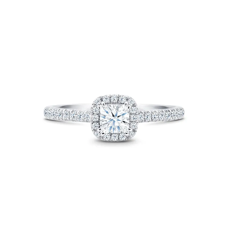 Anillo diamante en Oro Blanco de 18K talla princesa