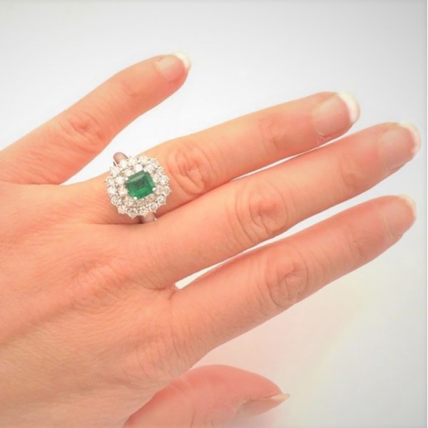 Anillo Esmeralda oro blanco Colombia Charm - SI 8 4