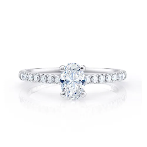 Sortija de oro blanco de 18K con diamante oval 0,30 ct d vs1