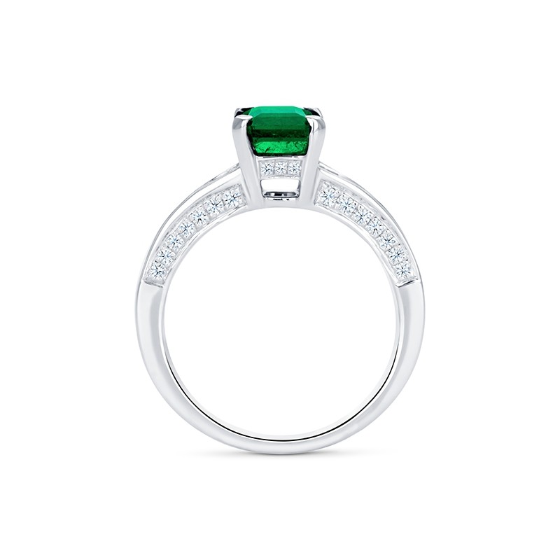 Anillo "Green Luxury" de esmeralda de oro blanco 18k y diamantes
