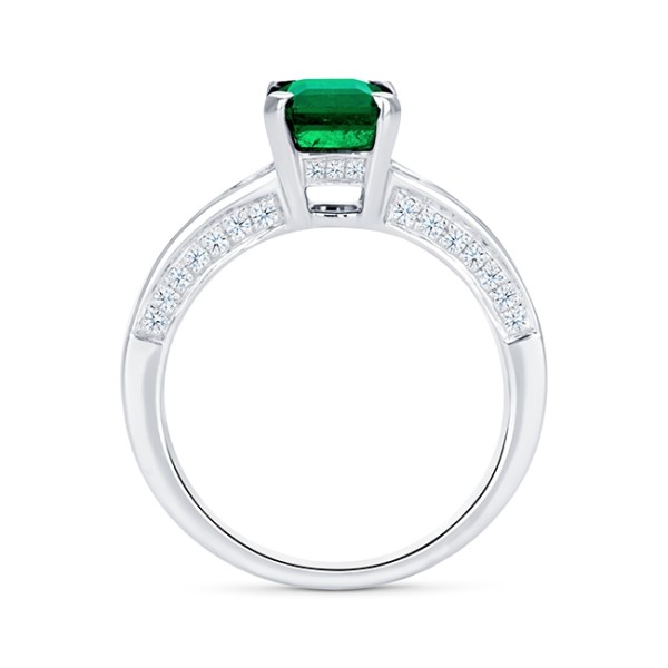 Anillo "Green Luxury" de esmeralda de oro blanco 18k y diamantes