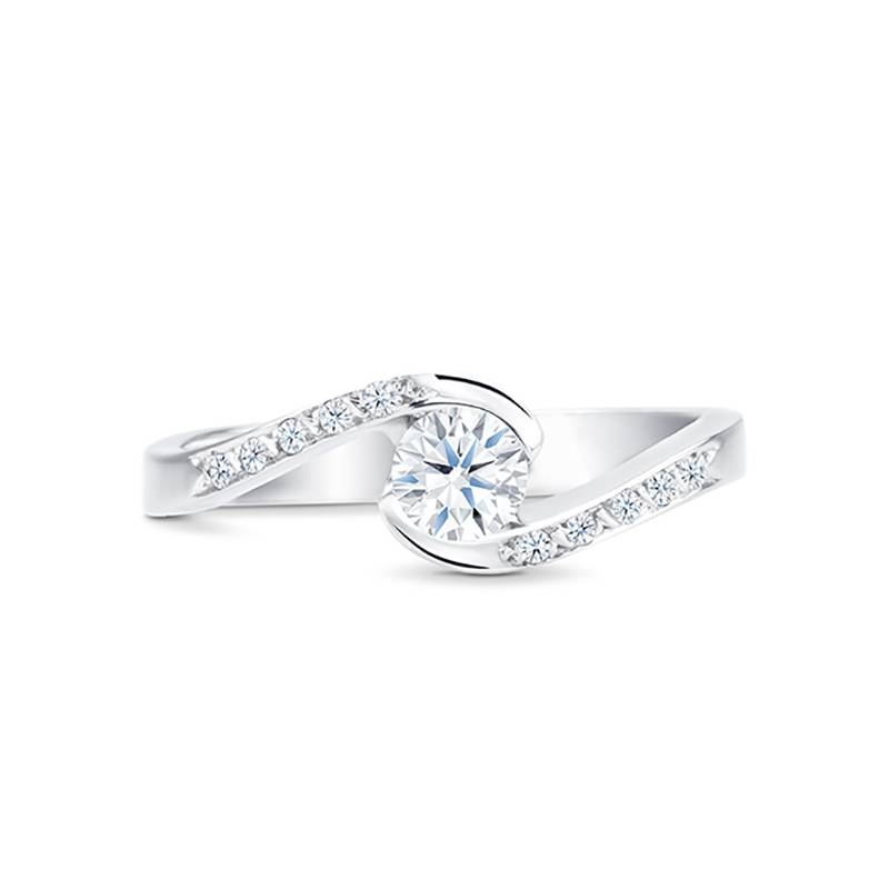 Anillo "Umi-b" de oro blanco 18k con diamantes realizado en diseño moderno - SC 4B