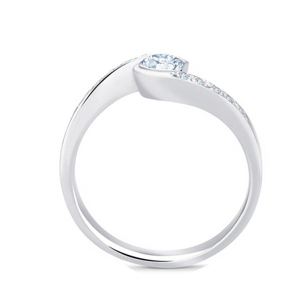 Anillo "Umi-b" de oro blanco 18k con diamantes realizado en diseño moderno - SC 4B