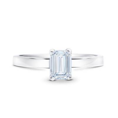 Anillo Diamante corte Esmeralda oro blanco SCE 21