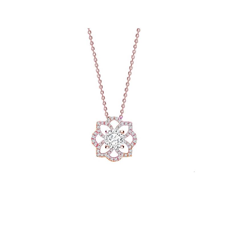 Collar flor "Rose Indira" rose gold y Brillantes   - CR 14 OR