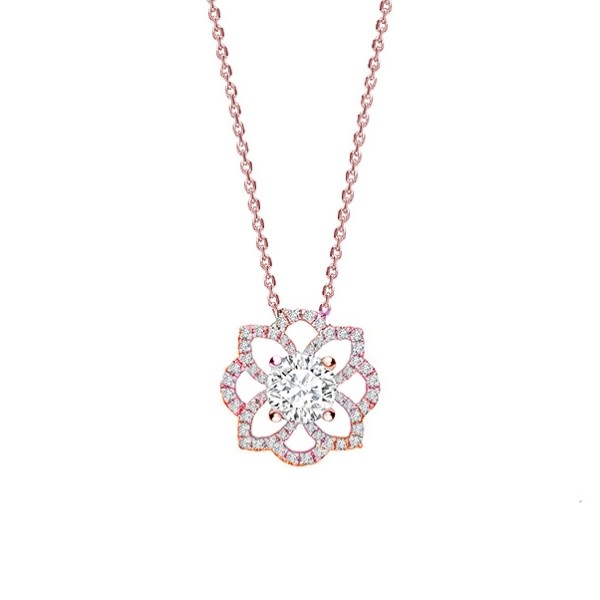 Collar flor "Rose Indira" rose gold y Brillantes   - CR 14 OR