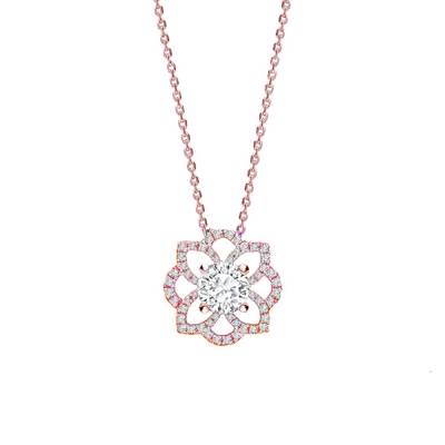 Collar flor "Rose Indira" rose gold y Brillantes   - CR 14 OR
