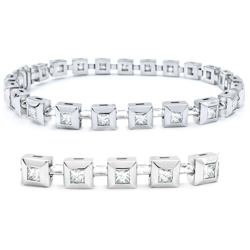 Pulsera con diamantes talla princesa en oro blanco "Princess Cut"