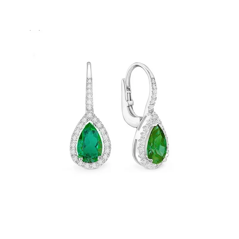 pendientes largos esmeralda brillantes