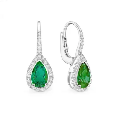 pendientes largos esmeralda brillantes