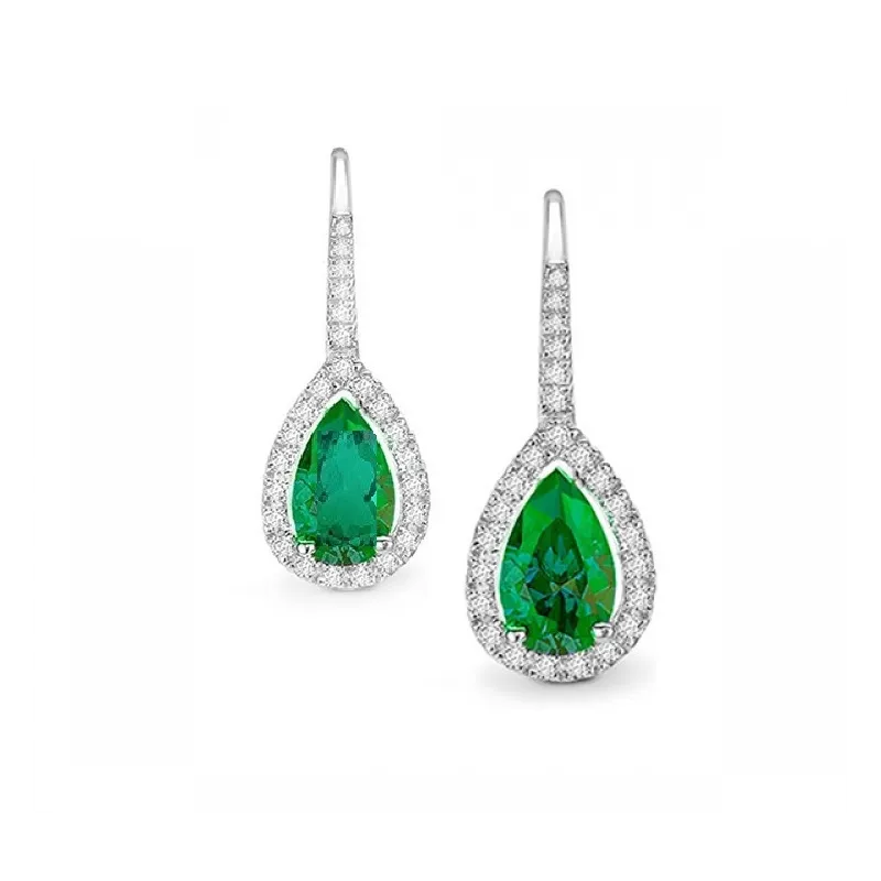 pendientes oro blanco esmeraldas