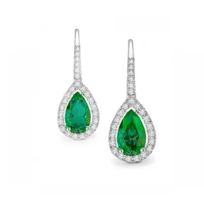 pendientes oro blanco esmeraldas