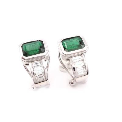 pendientes de brillantes y esmeraldas