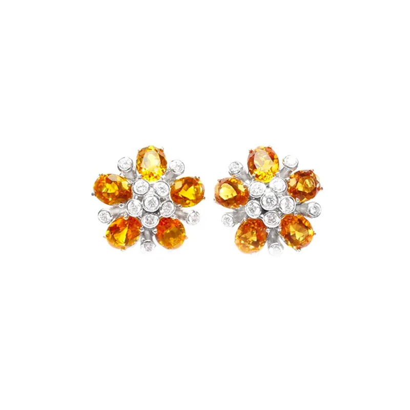 Pendientes con Gemas y Brillantes con forma de Flor - PC 18