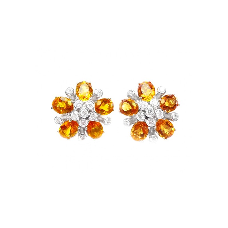 Pendientes con Gemas y Brillantes con forma de Flor - PC 18