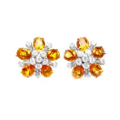 Pendientes con Gemas y Brillantes con forma de Flor - PC 18