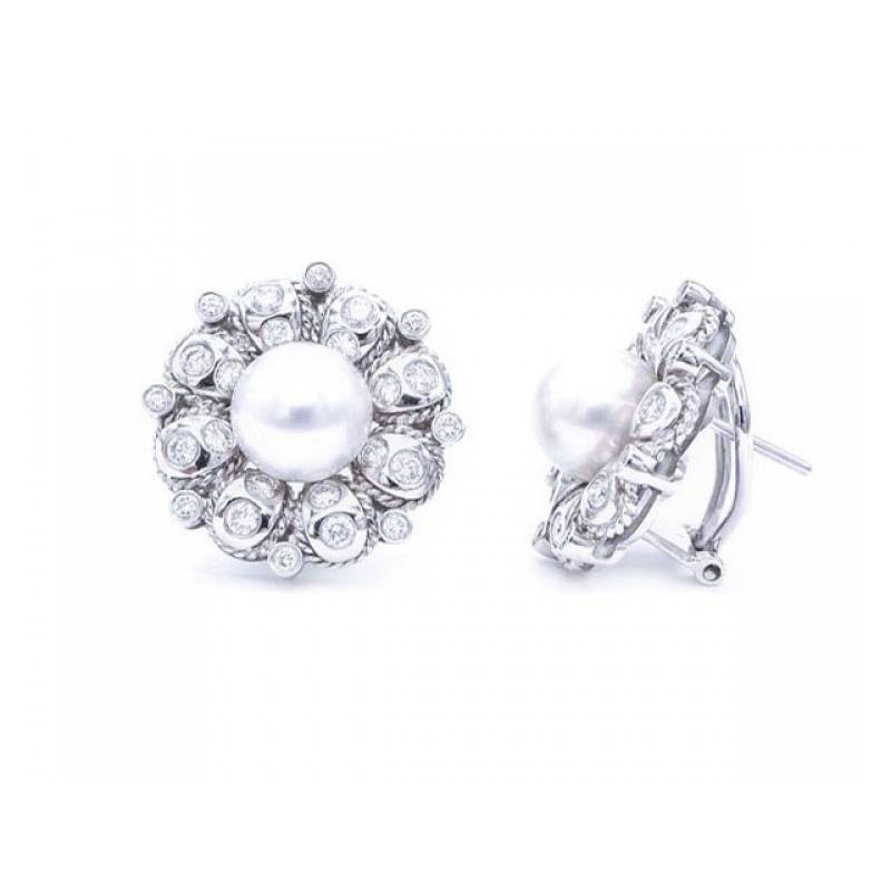 pendientes perlas con diamantes