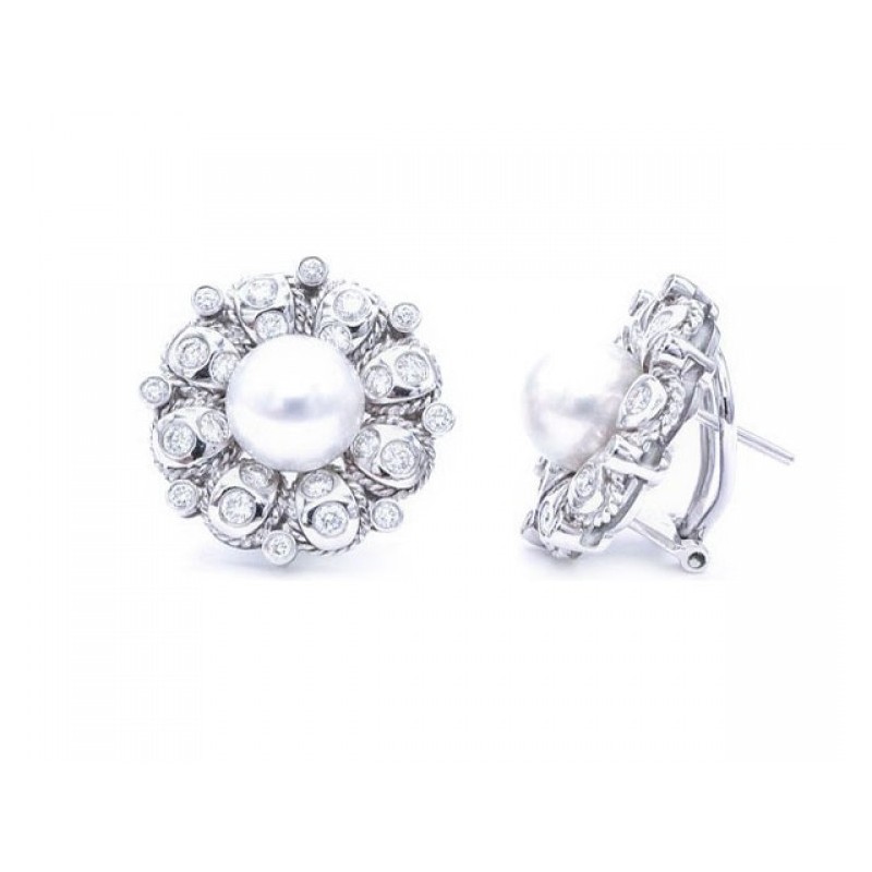 pendientes perlas con diamantes
