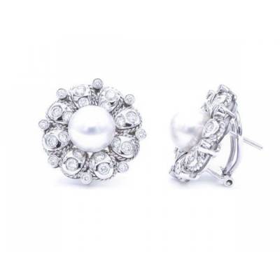 pendientes perlas con diamantes
