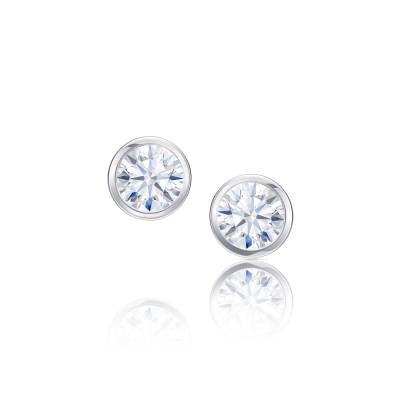 Pendientes Circle de oro blanco con diamantes engastados en chaton .PR16