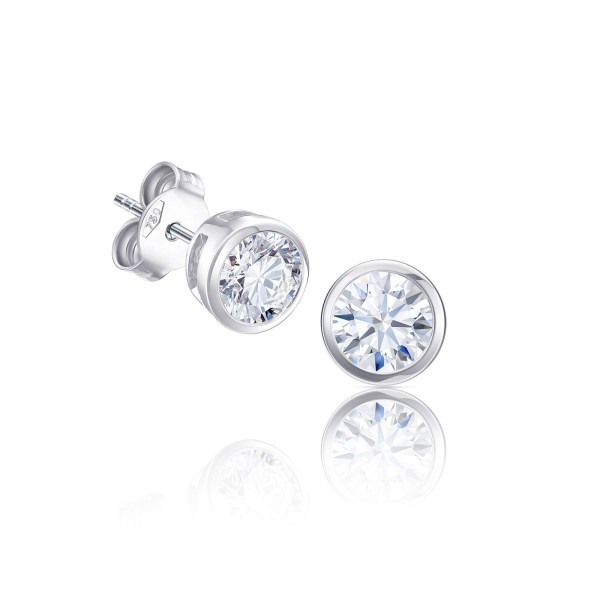 Pendientes Circle de oro blanco con diamantes engastados en chaton .PR16 2