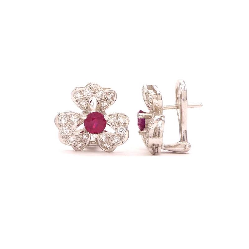 pendientes con diamantes y rubi