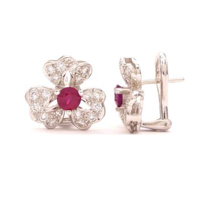 pendientes con diamantes y rubi