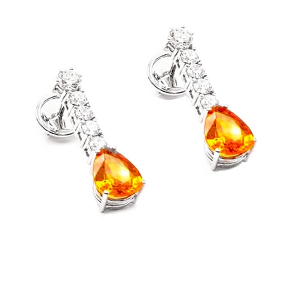 Pendientes con Zafiros Orange Padparacha y Brillantes - PC 56