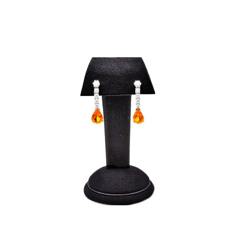 Pendientes con Zafiros Orange Padparacha y Brillantes - PC 56-0