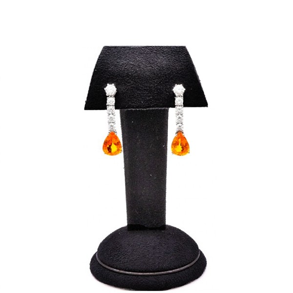 Pendientes con Zafiros Orange Padparacha y Brillantes - PC 56-0