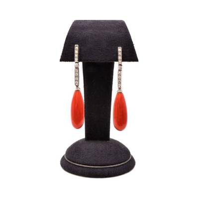 pendientes coral diamantes