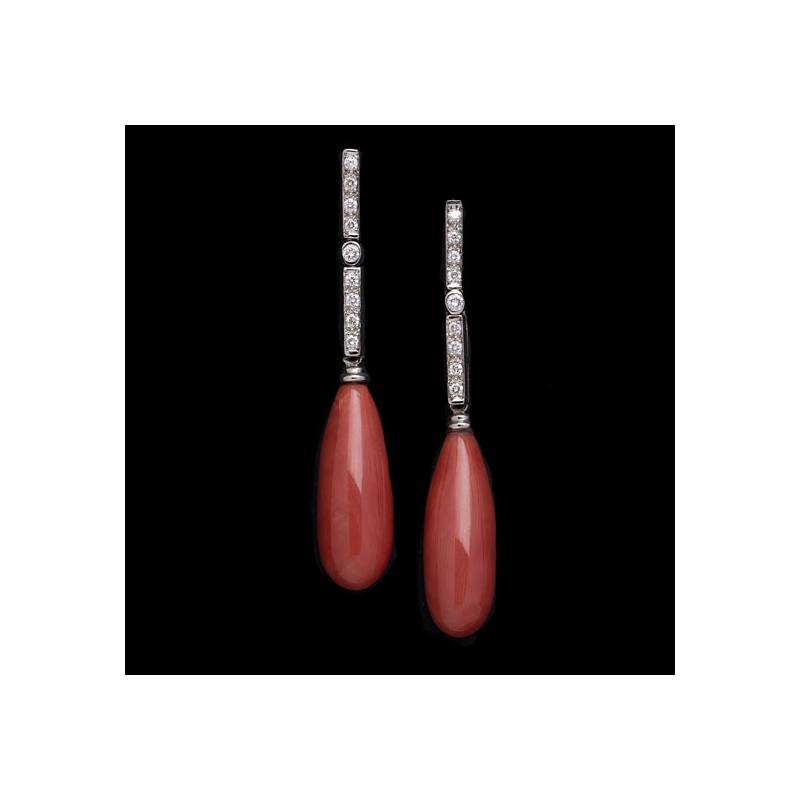 pendientes de coral y brillantes