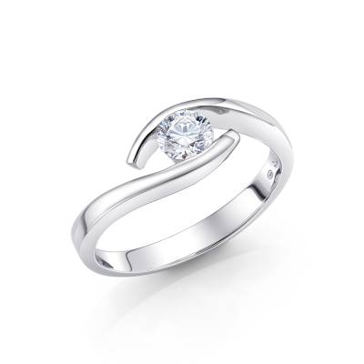 Solitario "Hikari" de pedida moderno de mujer de oro 18k con diamante-SC 1692