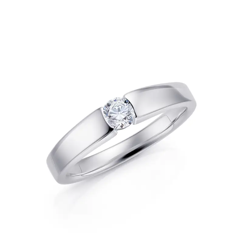 Sortija con Brillante G VS1de 0.18 ct en oro blanco de 18K  detalle foto inclinada