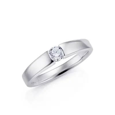 Sortija con Brillante G VS1de 0.18 ct en oro blanco de 18K  detalle foto inclinada