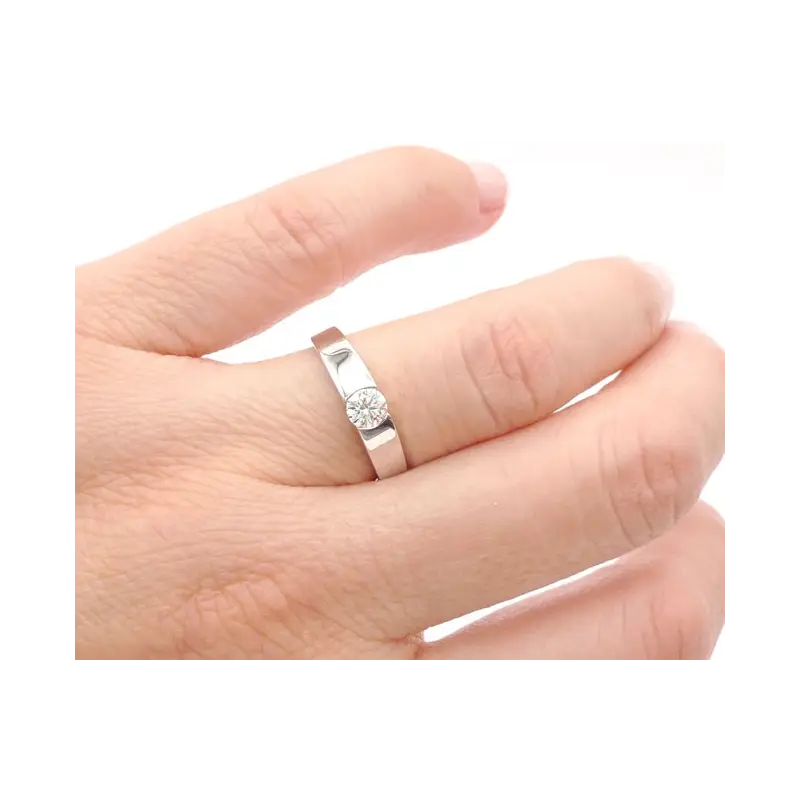 Sortija con Brillante G VS1de 0.18 ct en oro blanco de 18K puesta en mano - 2