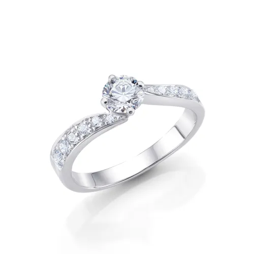 Sortija de oro blanco de 18K detalle de perfil