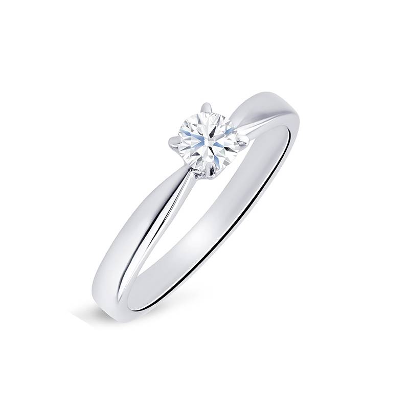 Anillo clásico "Yume S" en oro blanco con diamante de 0.30 cts-0