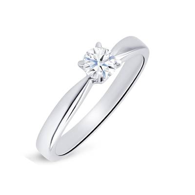 Anillo clásico "Yume S" en oro blanco con diamante de 0.30 cts-0