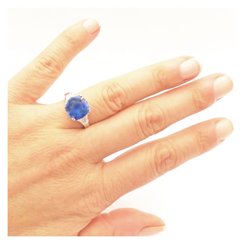 Anillo Zafiro Ceylan y Diamantes