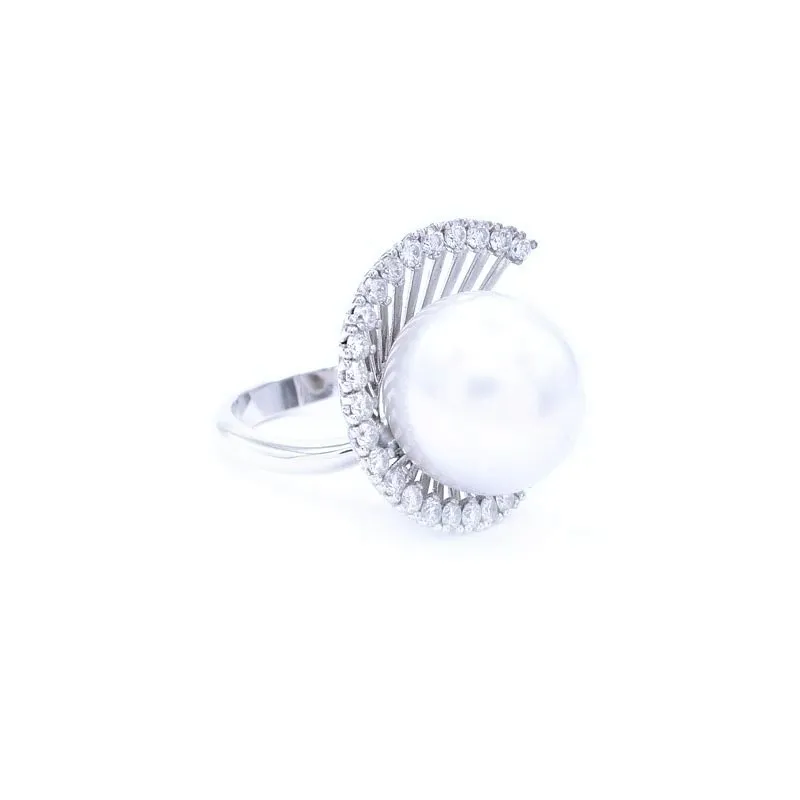 sortija perla y brillantes
