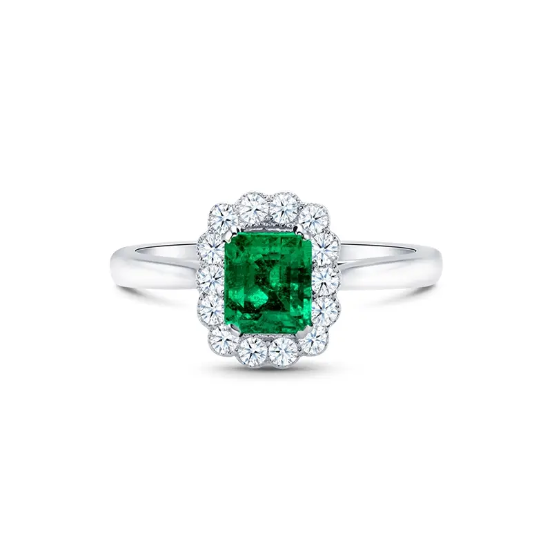 Anillos de compromiso con Esmeraldas y diamantes