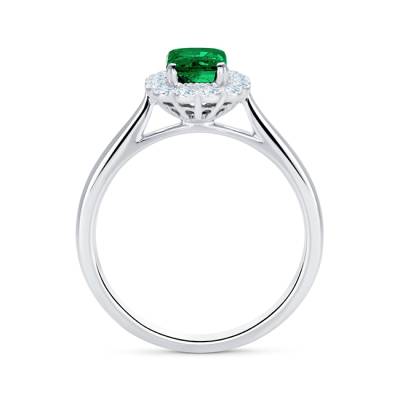 anillos de compromiso de oro blanco con esmeralda y brillantes