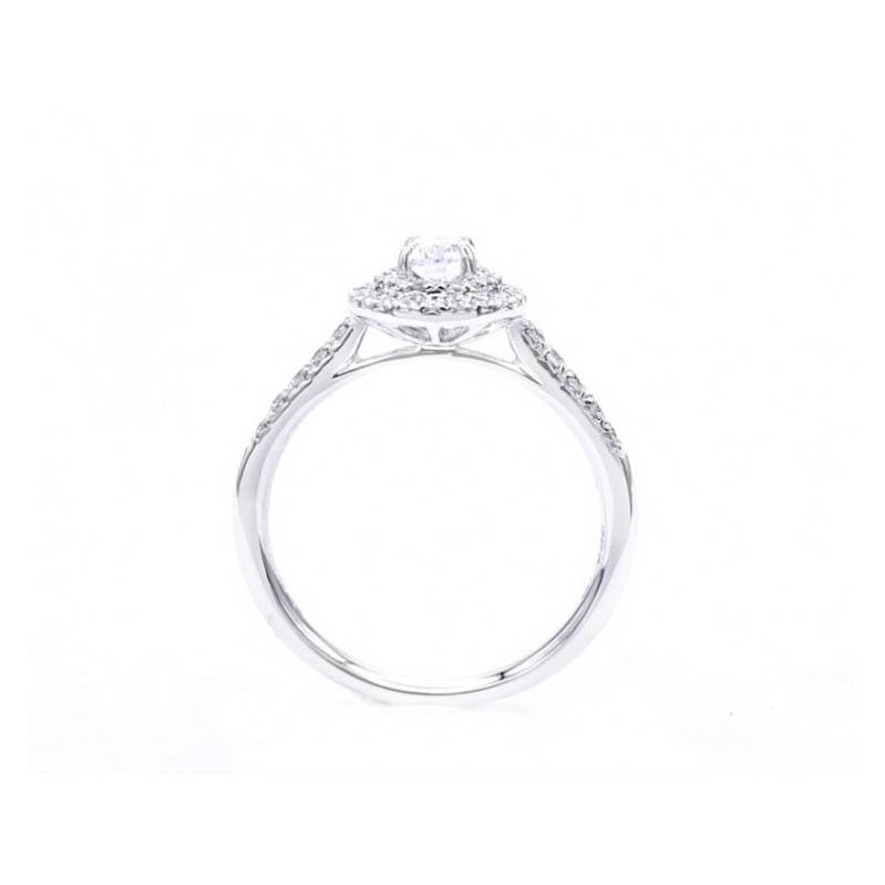 Sortija "Sakura" oro blanco 18k con orla de brillantes-0