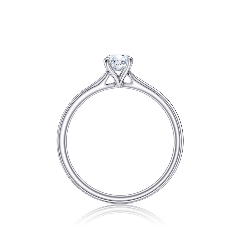 Anillo Pekin Solitario Oro Blanco y Diamante en Garras 