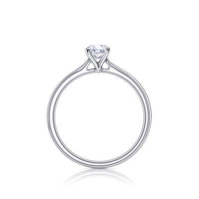 Anillo Pekin Solitario Oro Blanco y Diamante en Garras 