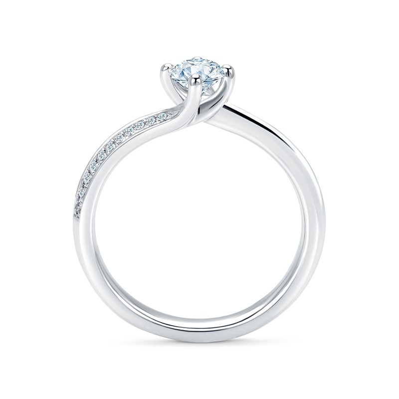 Sortija en garras de compromiso de oro 18k con diamantes - SR 25