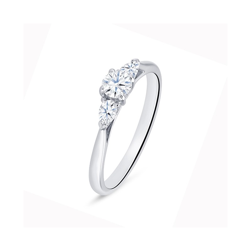 Sortija Tresillo diamantes con dos perillas laterales "Masada" - SR 28