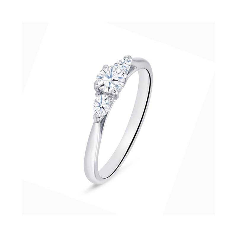 Sortija Tresillo diamantes con dos perillas laterales "Masada" - SR 28