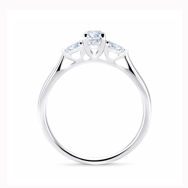 Sortija Tresillo diamantes con dos perillas laterales "Masada" - SR 28